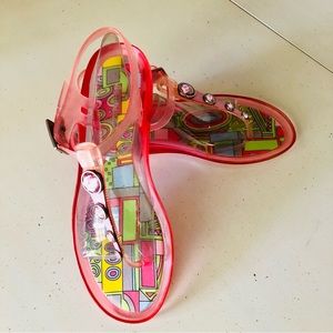 Jelly Thong sandals Clear pink slingback Sandals Retro Rhinestone NWOT